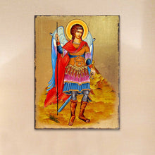 Load image into Gallery viewer, Saint Michael the Archangel Wooden Gold Plated Religious Christian Sacred Icon - Inspirational Icon Decor - 85022