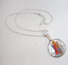 Load image into Gallery viewer, Saint Michael the Archangel Silver Plated Mother of Pearl Necklace