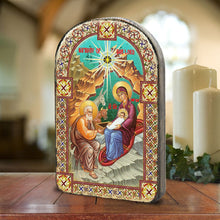 Load image into Gallery viewer, Orthodox Nativity Wooden Gold Plated Religious Christian Sacred Icon