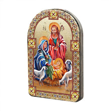 Load image into Gallery viewer, Holy Family Wooden Gold Plated Religious Christian Sacred Icon