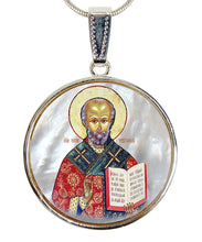 Load image into Gallery viewer, Saint Nicholas Silver Plated Mother of Pearl Necklace
