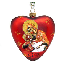Load image into Gallery viewer, Mary and Jesus Heart Glass Ornament by G. DeBrekht - Nativity Holiday Decor - 73231