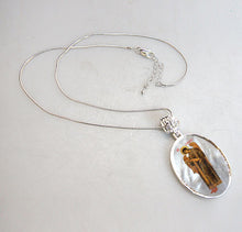Load image into Gallery viewer, Archangel Saint Gabriel Silver Plated Mother of Pearl Jewelry Necklace