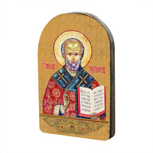 Load image into Gallery viewer, Saint Nicholas Wooden Gold Plated Religious Orthodox Sacred Icon
