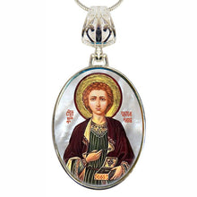 Load image into Gallery viewer, Saint Panteleimon Silver Plated Mother of Pearl Necklace