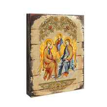 Load image into Gallery viewer, Old Testament Trinity Wooden Gold Plated Religious Orthodox Sacred Icon - Inspirational Icon Decor - 85015