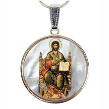 Load image into Gallery viewer, Jesus Silver Plated Mother of Pearl Necklace Jewelry