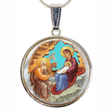 Load image into Gallery viewer, Orthodox Nativity Silver Plated Mother of Pearl Necklace Jewelry