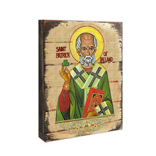 Load image into Gallery viewer, Saint Patrick Wooden Gold Plated Religious Christian Sacred Icon - Celtic Decor - 85060