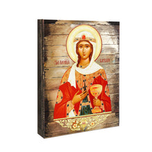Load image into Gallery viewer, Saint Barbara Wooden Gold Plated Religious Orthodox Sacred Icon - Inspirational Icon Decor - 85038
