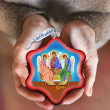 Load image into Gallery viewer, Trinity Nativity Snowflake Glass Ornament by G. DeBrekht