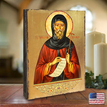 Load image into Gallery viewer, Saint Antoni Wooden Gold Plated Religious Christian Sacred Icon - Inspirational Icon Decor - 85062