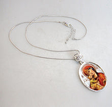 Load image into Gallery viewer, Holy Virgin Mary Vladimir Silver Plated Mother of Pearl Necklace Jewelry