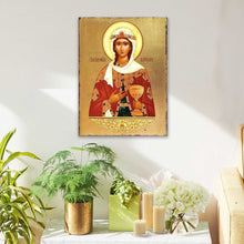 Load image into Gallery viewer, Saint Barbara Wooden Gold Plated Religious Orthodox Sacred Icon - Inspirational Icon Decor - 85038