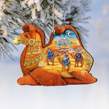 Load image into Gallery viewer, Camel Three Kings Nativity Wooden Ornaments by G. DeBrekht