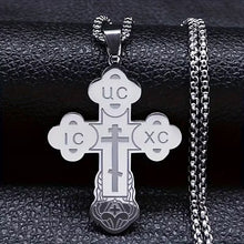 Load image into Gallery viewer, Eastern Orthodox Church Cross Pendant Necklace Stainless Steel Religious Prayer Russian Necklace Men's and Women's Gifts