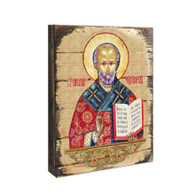 Load image into Gallery viewer, Saint Nicholas Wooden Gold Plated Religious Orthodox Sacred Icon - Inspirational Icon Décor - 85021