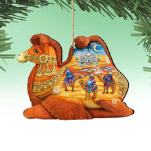 Load image into Gallery viewer, Camel Three Kings Nativity Wooden Ornaments by G. DeBrekht