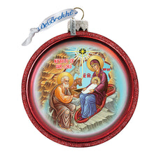 Load image into Gallery viewer, Orthodox Nativity Glass Ornament by G. DeBrekht