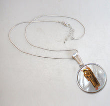 Load image into Gallery viewer, Archangel Saint Gabriel Silver Plated Mother of Pearl Jewelry Necklace