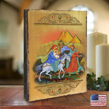 Load image into Gallery viewer, Flight to Egypt Wooden Gold Plated Religious Orthodox Sacred Icon - Inspirational Icon Decor - 85016