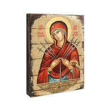Load image into Gallery viewer, Virgin Mary of the Seven Swords Wooden Gold Plated Religious Christian Sacred Icon - Inspirational Icon Decor - 85037