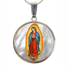 Load image into Gallery viewer, Lady of Guadalupe Silver Plated Mother of Pearl Necklace Jewelry