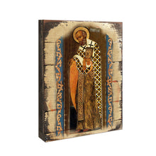 Load image into Gallery viewer, Saint Nicholas Wooden Gold Plated Religious Orthodox Sacred Icon - Inspirational Icon Decor - 85033