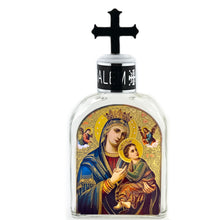 Load image into Gallery viewer, Holy Water Bottle - Glass - Icon of Perpetual Help - 5 inch