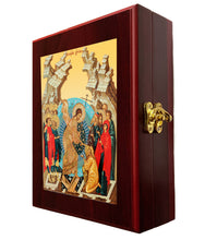 Load image into Gallery viewer, Resurrection Icon Icon Framed in WALL Hanging Or TABLE Box - Prayer Ropes, Beads, Jewelry Prayer Cards Anything Sacred - Catholic Orthodox icon Icon 7 1/2 Inch