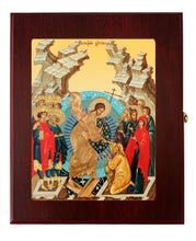 Load image into Gallery viewer, Resurrection Icon Icon Framed in WALL Hanging Or TABLE Box - Prayer Ropes, Beads, Jewelry Prayer Cards Anything Sacred - Catholic Orthodox icon Icon 7 1/2 Inch