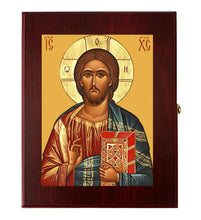 Load image into Gallery viewer, Christ The Teacher GOLD FOIL Icon Framed in WALL Hanging Or TABLE Box - Prayer Ropes, Beads, Jewelry Prayer Cards Anything Sacred - Catholic Orthodox icon Icon 7 1/2 Inch