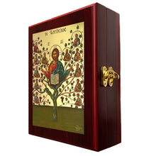 Load image into Gallery viewer, Christ, The Vine-tree Greek Icon - Byzantine Greek Icon in WALL Hanging Or TABLE Box - Prayer Ropes, Beads, Jewelry Prayer Cards Anything Sacred - Catholic Orthodox icon Icon 7 1/2 Inch Wall
