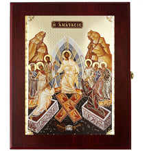 Load image into Gallery viewer, Resurrection Christ' S Descent Into Hell Byzantine Greek Icon TABLE Box - For Prayer Ropes, Beads, Jewelry Prayer Cards Anything Sacred - Catholic Orthodox icon Icon 7 1/2 Inch