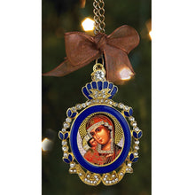 Load image into Gallery viewer, Virgin Mary and Christ Child Faberge Style Icon Pendant Ornament