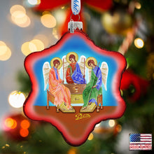 Load image into Gallery viewer, Trinity Nativity Snowflake Glass Ornament by G. DeBrekht