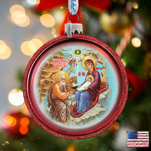 Load image into Gallery viewer, Orthodox Nativity Glass Ornament by G. DeBrekht