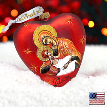 Load image into Gallery viewer, Mary and Jesus Heart Glass Ornament by G. DeBrekht - Nativity Holiday Decor - 73231