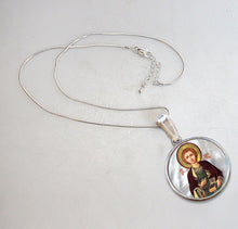 Load image into Gallery viewer, Saint Panteleimon Silver Plated Mother of Pearl Necklace