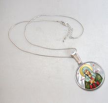 Load image into Gallery viewer, Mother of God Tenderness Silver Plated Mother of Pearl Necklace Jewelry
