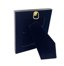 Load image into Gallery viewer, R32 Holy Trinity - Gold Foil Icon in Burgundy Frame Decorated With Crosses - Wall hanging and Comes With Its Stand 5 1/2 inch Tall