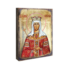Load image into Gallery viewer, Saint Elena Wooden Gold Plated Religious Orthodox Sacred Icon - Inspirational Icon Decor - 85061