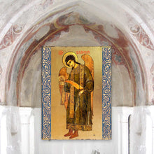 Load image into Gallery viewer, Saint Gabriel the Archangel Wooden Gold Plated Religious Christian Sacred Icon - Inspirational Icon Decor - 85041