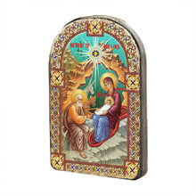 Load image into Gallery viewer, Orthodox Nativity Wooden Gold Plated Religious Christian Sacred Icon