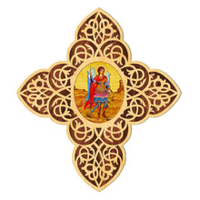 Load image into Gallery viewer, St. Michael the Archangel Filigree Wooden Cross by Museum Icons