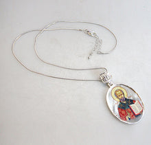 Load image into Gallery viewer, Saint Nicholas Silver Plated Mother of Pearl Necklace