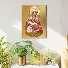 Load image into Gallery viewer, Saint Agnia Wooden Gold Plated Religious Christian Sacred Icon - Inspirational Icon Decor - 85025