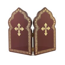 Load image into Gallery viewer, Church Dome Shape Diptych - Virgin of Vladimir and Christ The Teacher Gold Foil