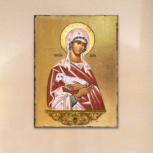 Load image into Gallery viewer, Saint Agnia Wooden Gold Plated Religious Christian Sacred Icon - Inspirational Icon Decor - 85025
