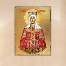 Load image into Gallery viewer, Saint Elena Wooden Gold Plated Religious Orthodox Sacred Icon - Inspirational Icon Decor - 85061